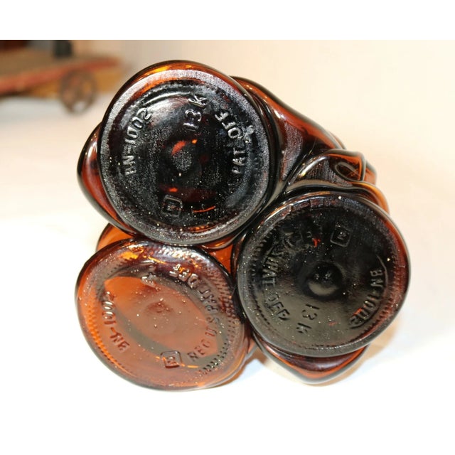 Vintage Hand Blown Amber Glass Beer Bottle Candelabra Candle Stick Holder For Sale - Image 10 of 10