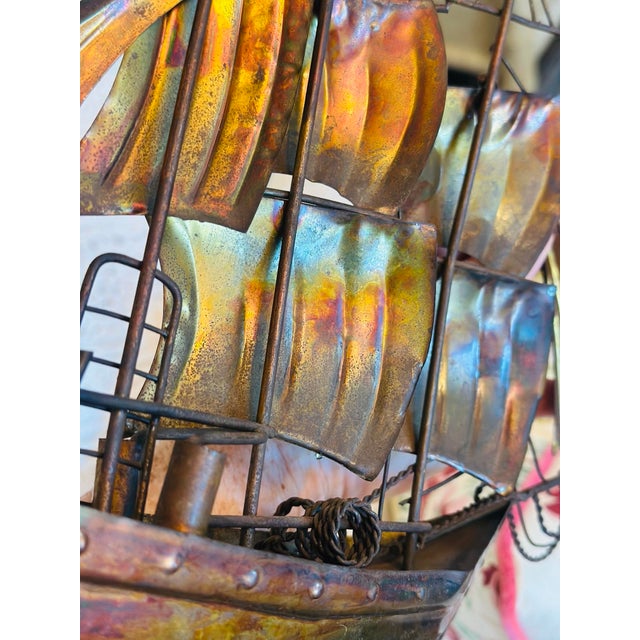 Coastal Vintage Metal Art Sailboat Sculpture For Sale - Image 3 of 9