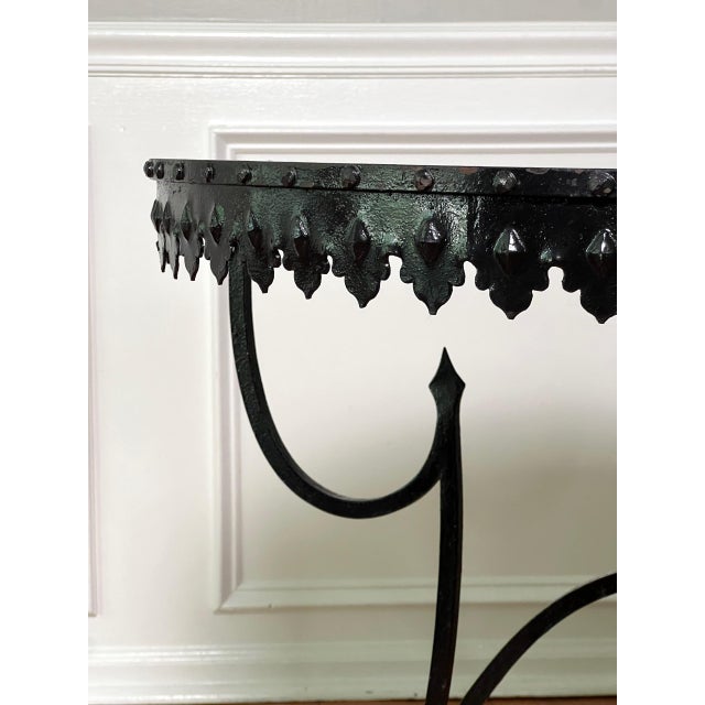 Italian Hand-Painted Ceramic Tile Top Bistro, Side Table With Wrought Iron Base, 1950s For Sale - Image 13 of 15