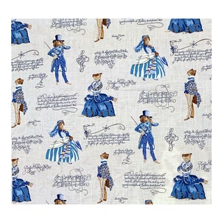 P Kaufmann "Belle of the Ball" Posh Cats Linen Blend Fabric- 3 Yards For Sale