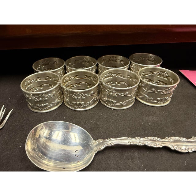 Rococo 1960s Gorham "Strasbourg" Sterling Silver Flatware Service for 8 With Fitted Mahogany Chest - 95 Pieces For Sale - Image 3 of 12
