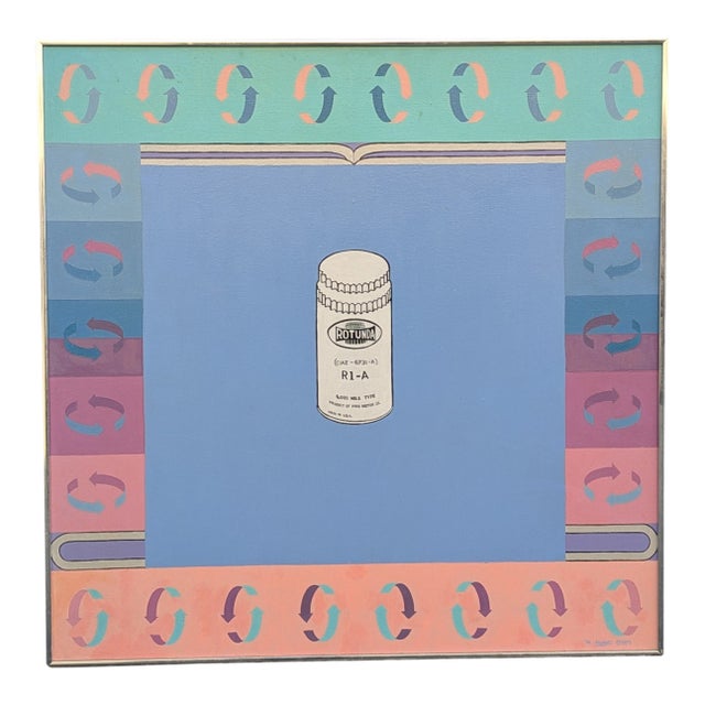 1974 Pop Art Acrylic Painting, Ford Rotunda Oil Filter by Wm. Jahnke, "Rotunda," Aluminum Framed For Sale