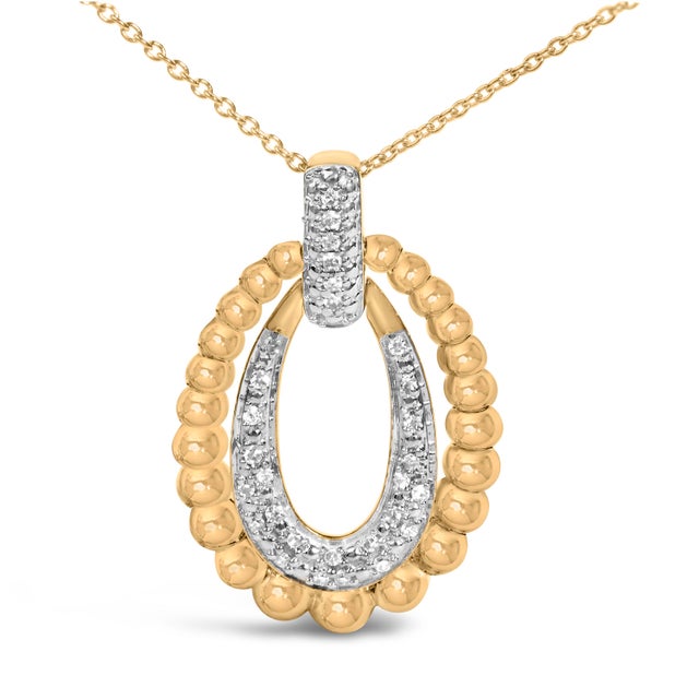 Contemporary Gold Vermeil 1/10 Cttw Diamond Bold Bead Pendant Necklace For Sale - Image 3 of 4