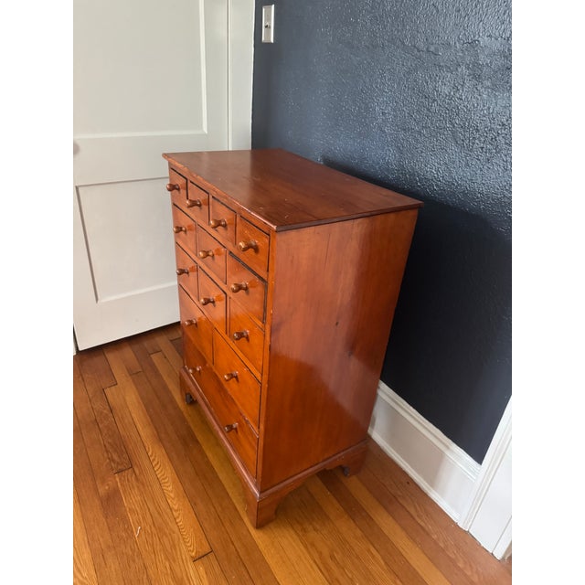 Late 19th Century Antique English Country Style 13-Drawer Chest in Warm Wood Finish For Sale - Image 5 of 8