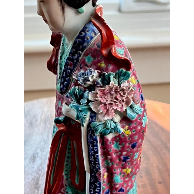 Early 20th Century Early Republic Period, Chinese Famille Rose Porcelain Figure of Late Qing Lady For Sale - Image 4 of 10