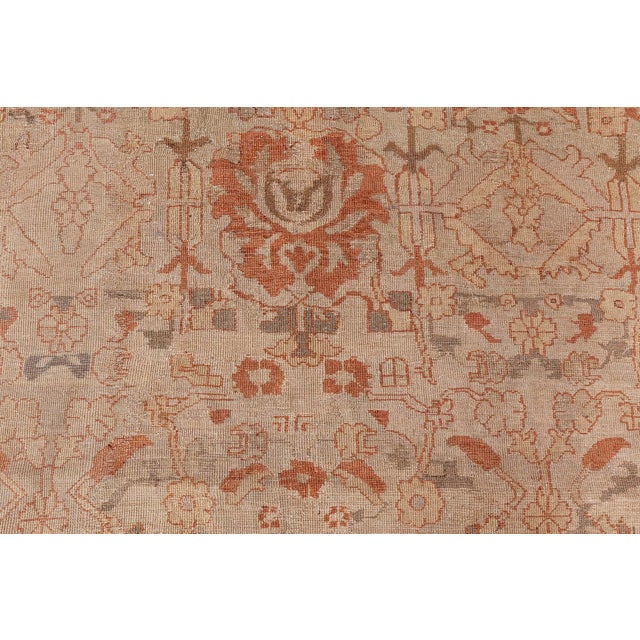 Beige Fine Antique Indian Amritsar Handmade Wool Rug For Sale - Image 8 of 9
