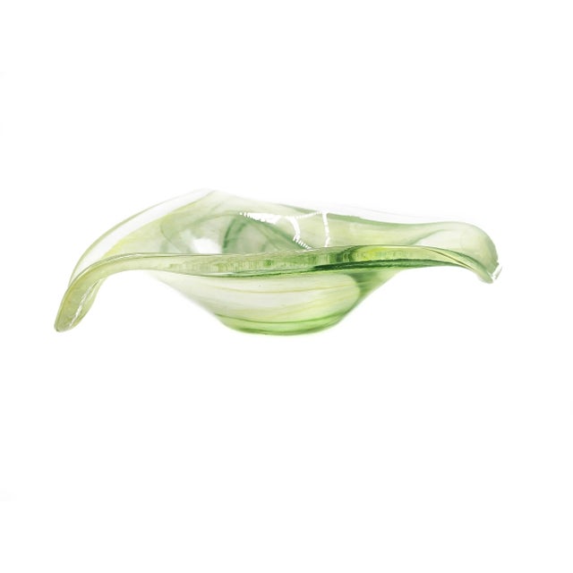 Mid-Century Modern Green Art Glass Sculptural Bowl For Sale - Image 4 of 4
