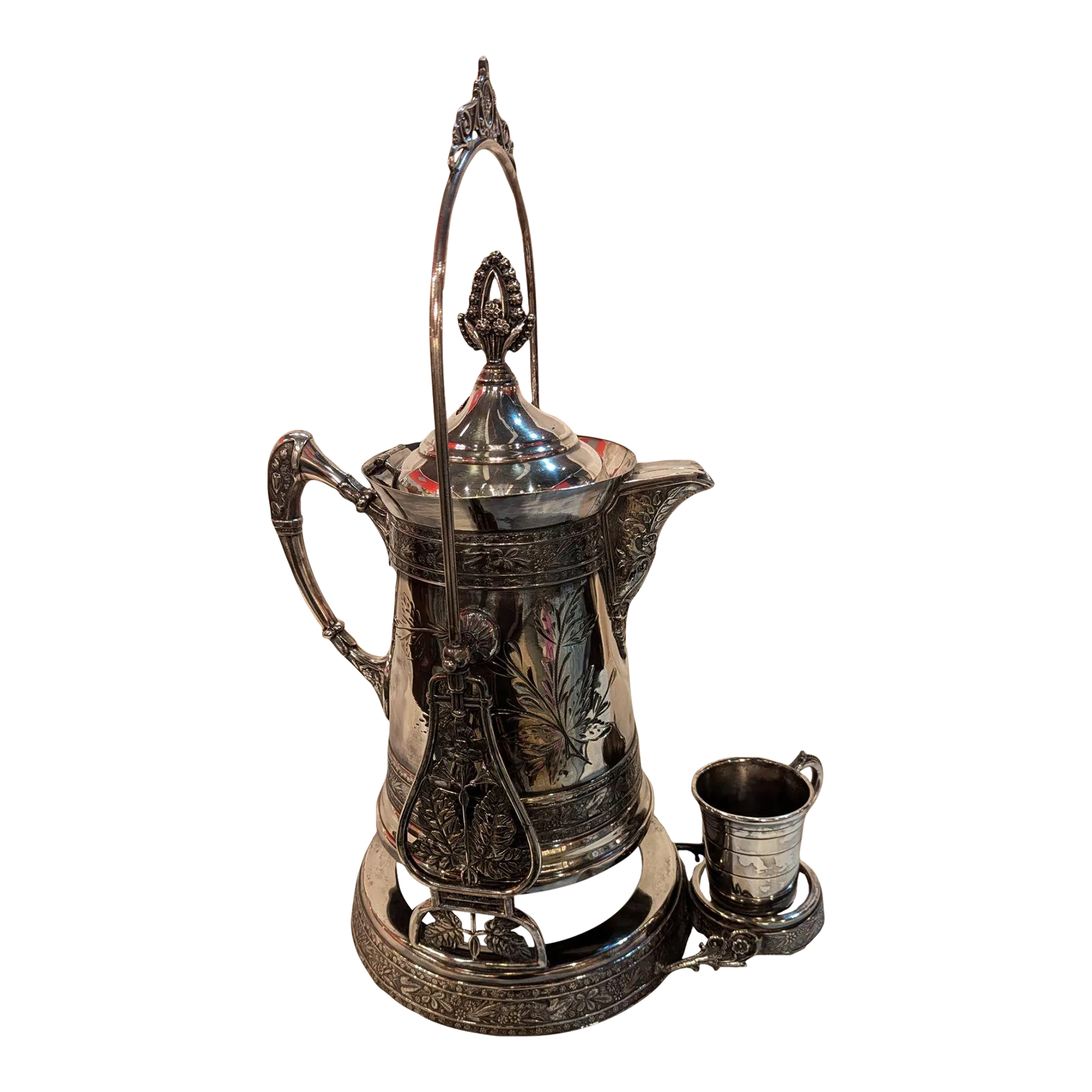 Mid 19th Century Silverplate Ice Water Tipper | Chairish