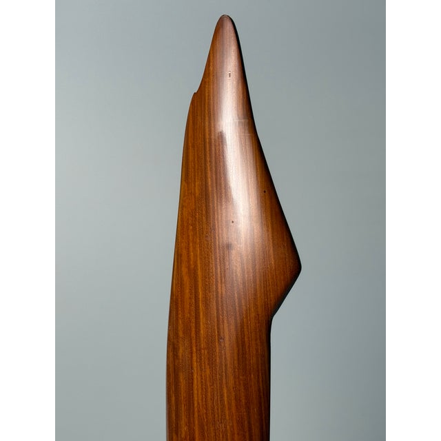 Brown Large Mid-Century Hand-Carved Sculpture of a Woman with Boat and Paddle, 1960s, Teak For Sale - Image 8 of 18