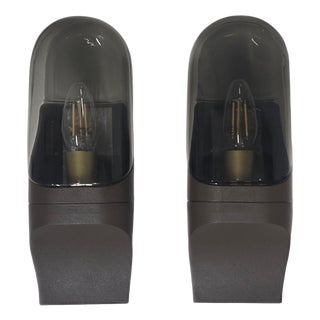 Vintage Space Age Wall Lamps in Smoked Glass, 1970s, Set of 2 For Sale
