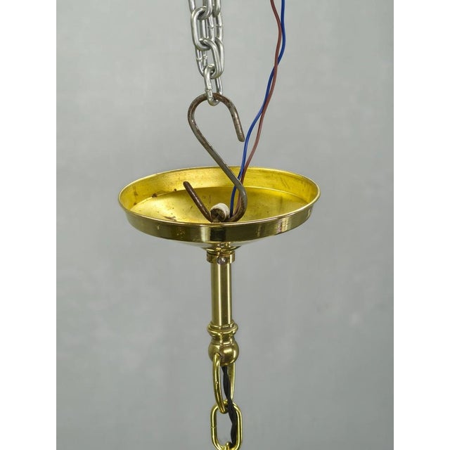 Czech Neo-Baroque Brass Chandelier with Opaline Glass Globes, 1930s For Sale - Image 10 of 13