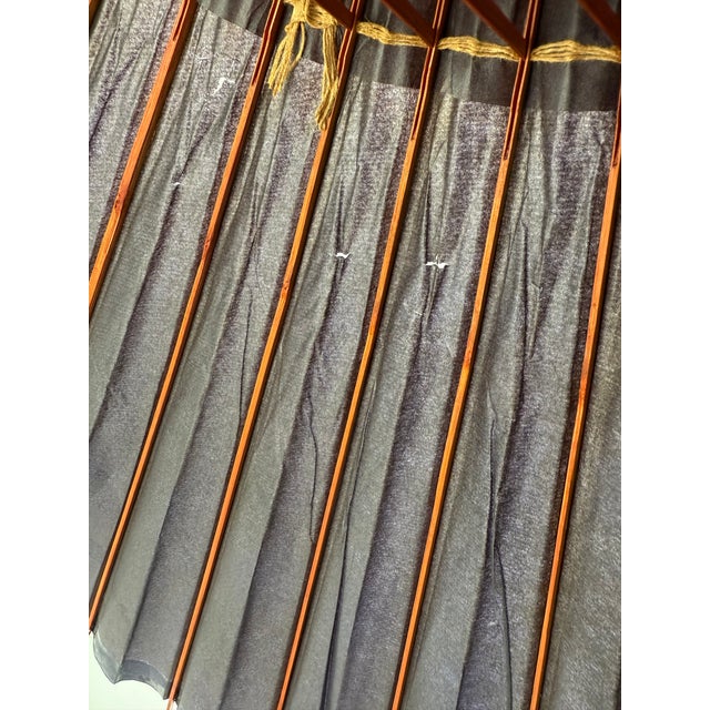 Antique Japanese Snake-Eye Umbrella (Wagasa) With Bamboo Ribs and Lacquered Paper For Sale - Image 12 of 16