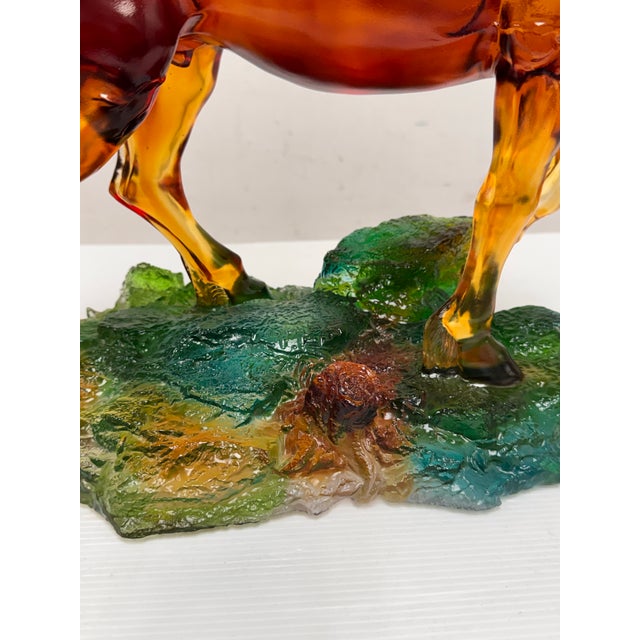 Red LiuLi Crystal Art Fire Horse Sculpture For Sale - Image 8 of 12