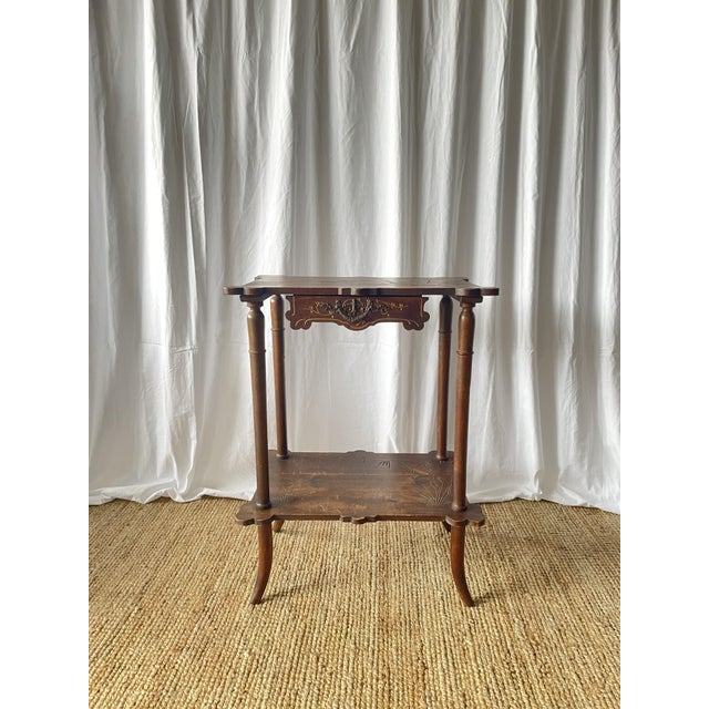French Art Nouveau Walnut Side Table, 1890s For Sale - Image 13 of 18