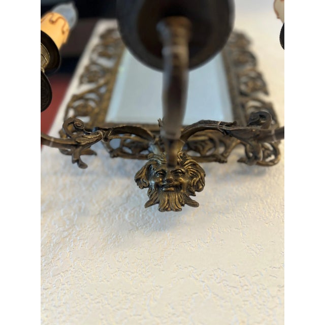 Metal Pair of Late 19th Century American Gilt Bronze & Beveled Mirror Wall Sconces For Sale - Image 7 of 7