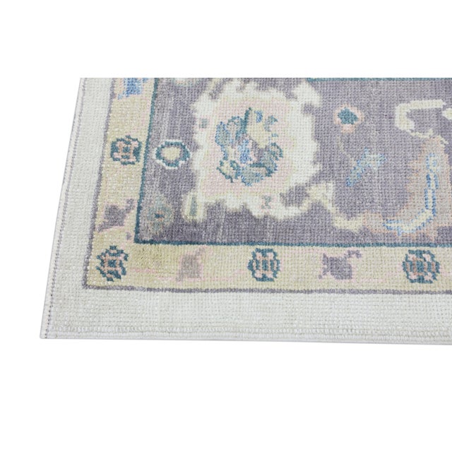 Modern Turkish Oushak Rug Gray & Soft Blue Handwoven Wool Rug 6'1" X 8'10" For Sale - Image 3 of 9