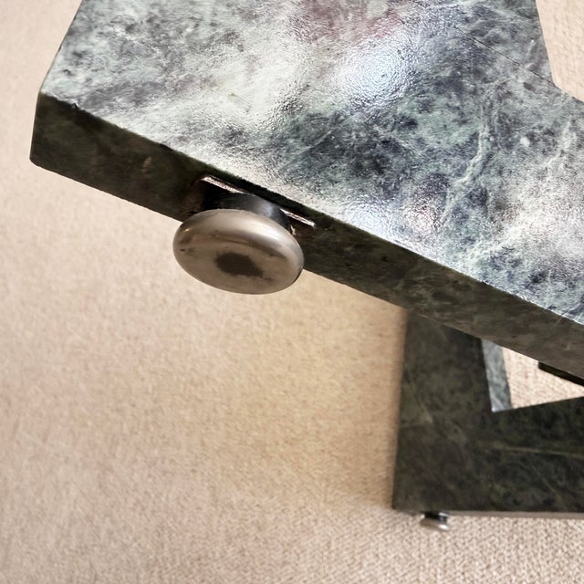 Glass 1980s Unique Postmodern Cultured Marble Coffee Table For Sale - Image 7 of 8