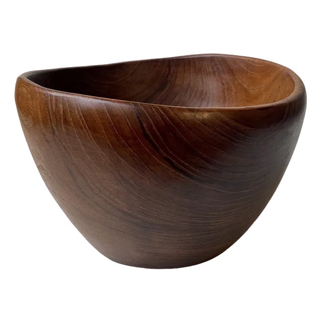 Scandinavian Modern Hand-Turned Bowl in Teak from Esa, 1950s For Sale