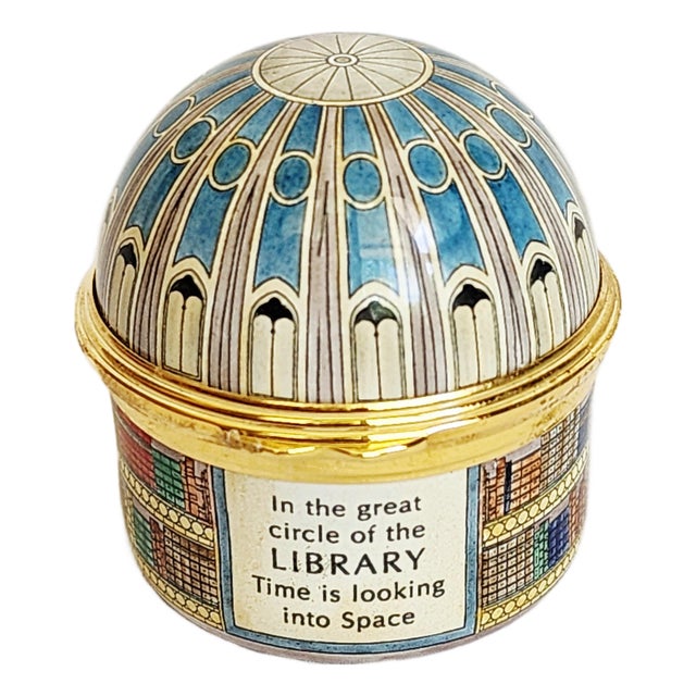 1990s Halcyon Days Enamel Trinket Pill Box the British Museum Handcrafted by English Artisans For Sale