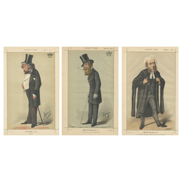 Vanity Fair Portraits of Victorian Gentlemen, 1870, Paper, Set of 3 For Sale - Image 9 of 9