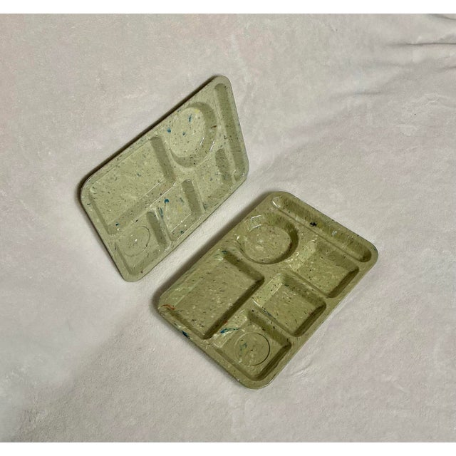 Vintage Texas Ware Dallas Green Confetti Melamine Plastic Divided Tray - Set of 2 For Sale - Image 4 of 10