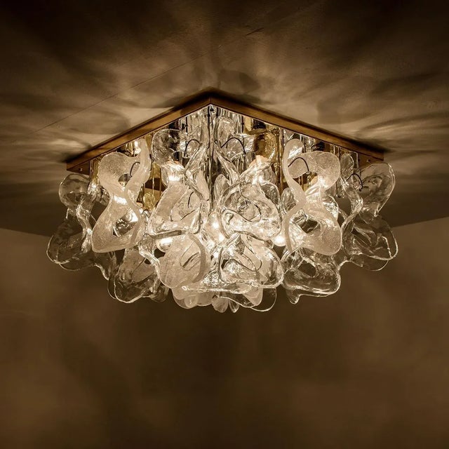 Massive Catena Murano Glass Flush Mount Chandelier by J.T. Kalmar, 1970s For Sale - Image 17 of 18