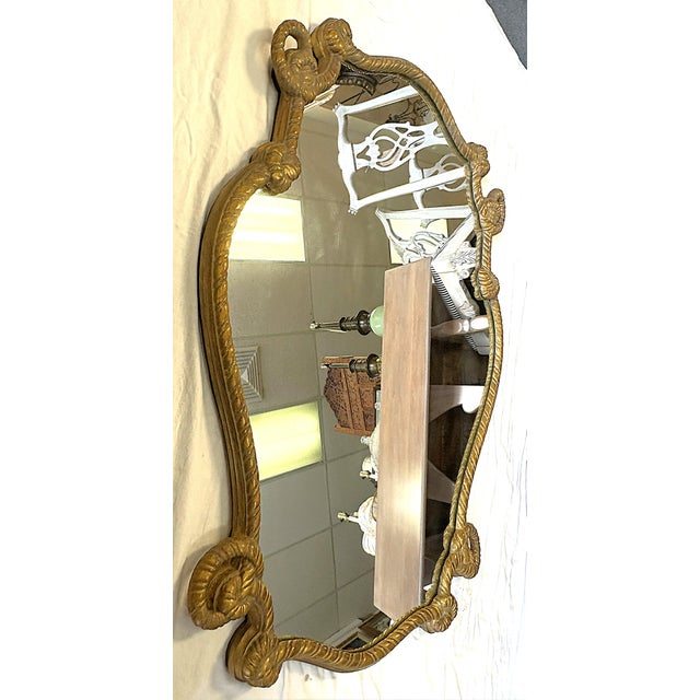 Vintage Hollywood Regency Gold Rope Motif Wall Mirror For Sale - Image 11 of 15