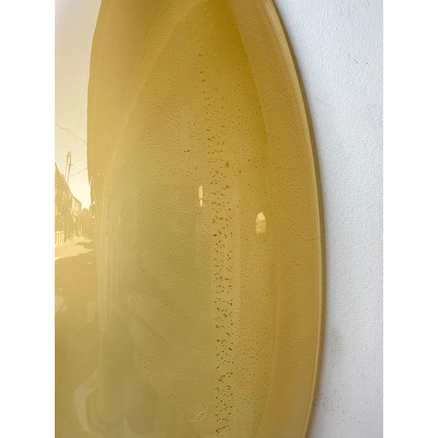 Contemporary Pair of Yellow Gold Leaf Murano Glass and Brass Sconces, Italy For Sale - Image 9 of 11