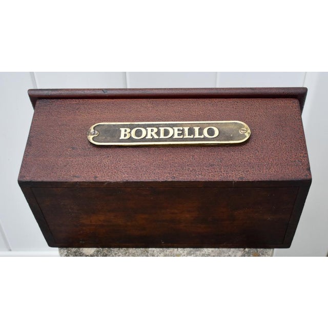 Antique Mahogany Box W/Textured Alligator Finish and Brass Plaque For Sale - Image 4 of 12