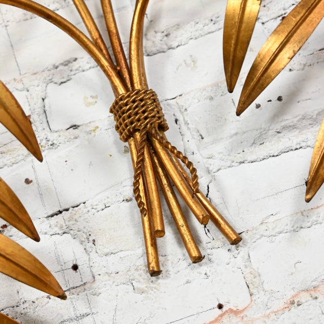Metal 1960’s Italian Mid Century Hollywood Regency Gilt Metal Wall Sculpture of Branches With Leaves For Sale - Image 7 of 12