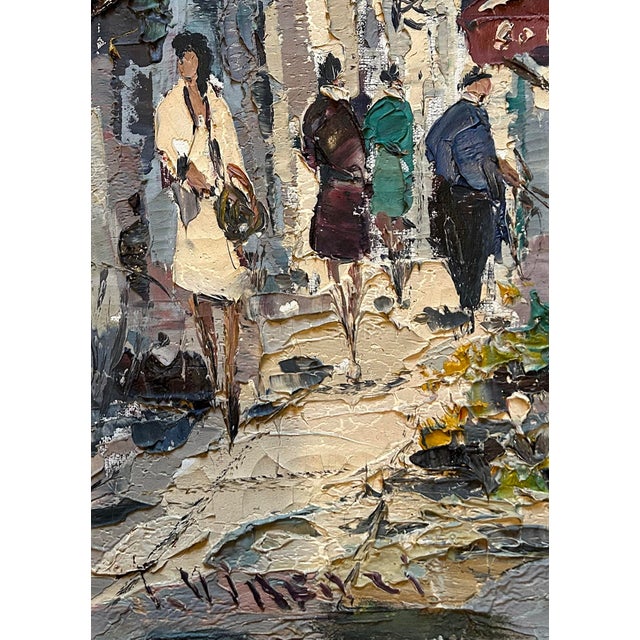 Vintage 1950’s French Impressionist Oil Painting Street Scene of Paris For Sale - Image 4 of 9