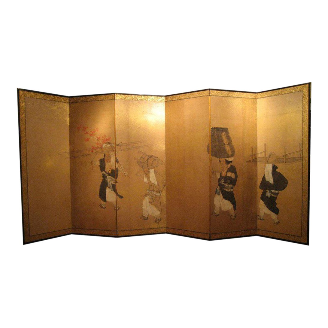 Antique Japanese FreeStanding Folding Screen/Byobu, Oharame Women