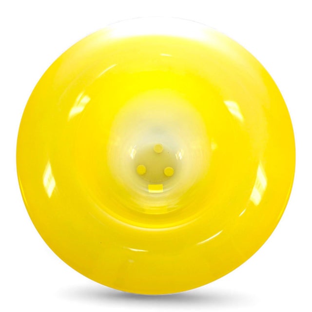 Yellow Art Glass Bowl with Flower Frog Insert from Studio Åhus, Sweden, 2008 For Sale - Image 3 of 9