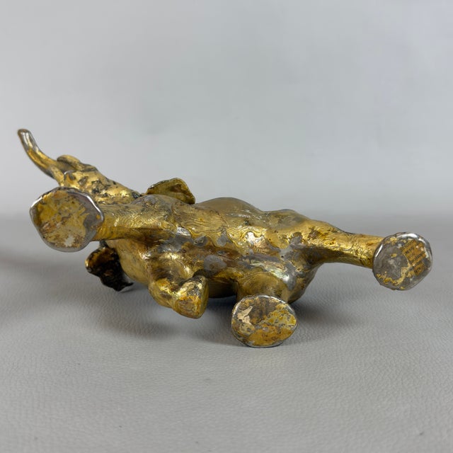 Gold Elephant Trunk Sculpture Statue, 1960s, Brass For Sale - Image 8 of 11