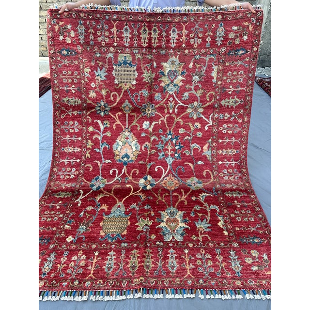 Hand-Knotted Afghan Chobi Ziegler Sultanabad Rug - 6'5" X 5'0" For Sale - Image 9 of 12