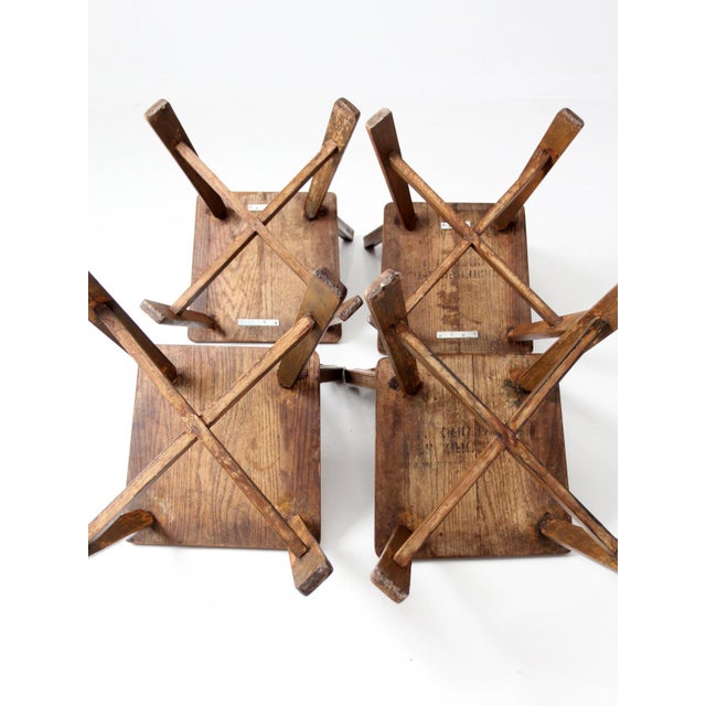 Mid-Century Folk Wood Dining Chairs Set of 4 For Sale - Image 17 of 17