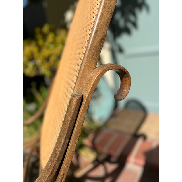 Brown 1960s Mid-Century Bentwood Caned Rocking Chair by Salvatore Leone Modena, Italy For Sale - Image 8 of 9