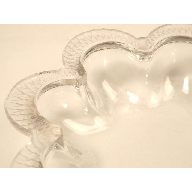 1920s Vintage French Lalique Crystal Scalloped Bowl-Signed For Sale - Image 5 of 5