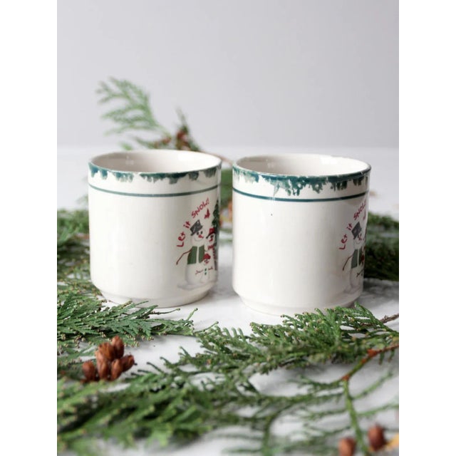 Vintage Let It Snow Christmas Mugs Pair For Sale - Image 4 of 7