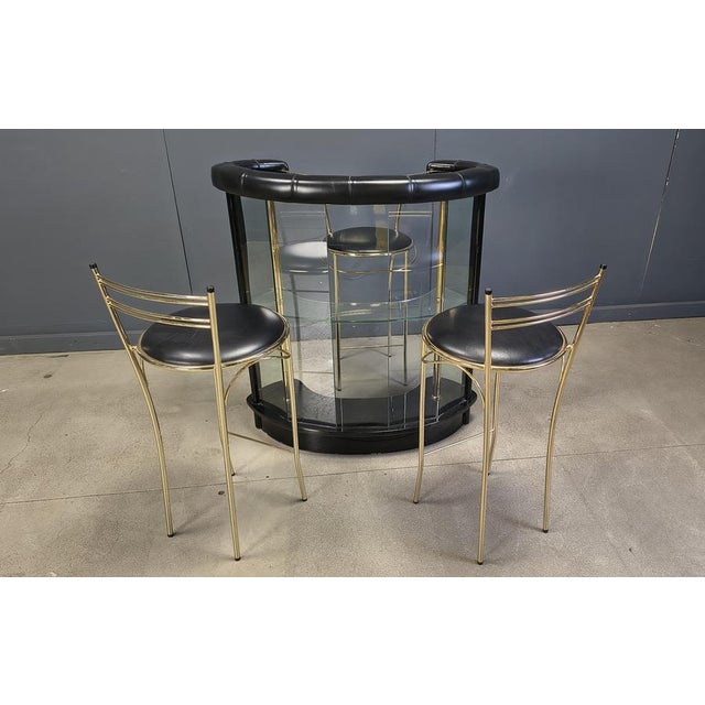 Hollywood Regency Bar with Stools, Italy, 1970s, Set of 4 For Sale - Image 11 of 12