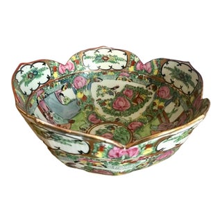 Vintage Rose Medallion Porcelain Bowl For Sale