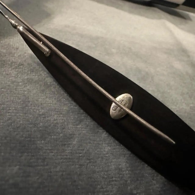 21st Century Modern Sterling Silver Ebony and Mediterranean Coral Stud Earrings For Sale - Image 4 of 11