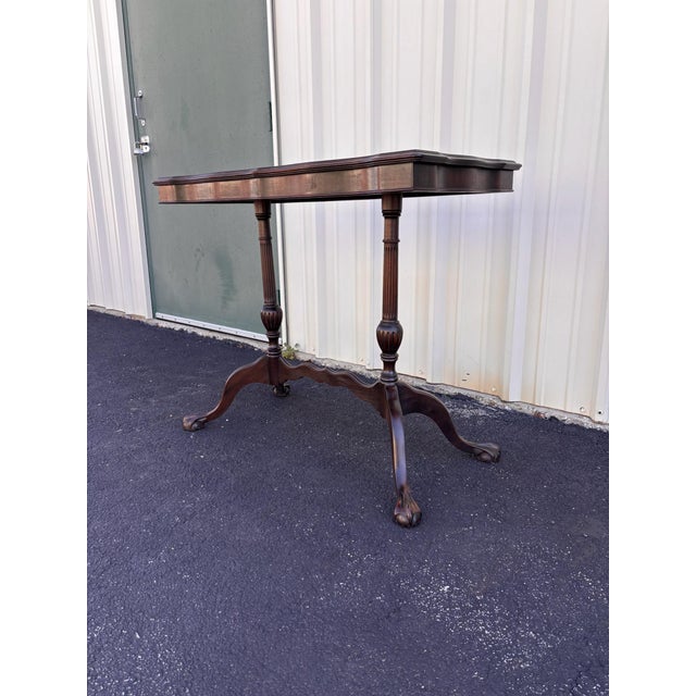 Traditional Victorian Mahogany Console Side Table- Clawfoot, Scalloped Edge For Sale - Image 6 of 12