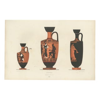 Albert Genick, Greek Lekythos with Classical Figures, 1883, Lithograph For Sale