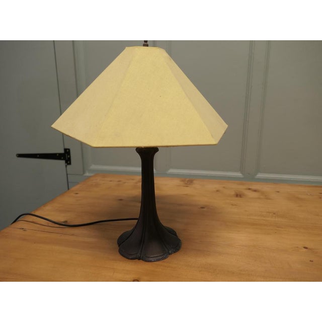 Textile Vintage Art Nouveau Spelter Table Lamp, 1900s For Sale - Image 7 of 8