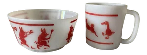 Vintage Hazel Atlas Musical Pigs Childs Bowl and Cup