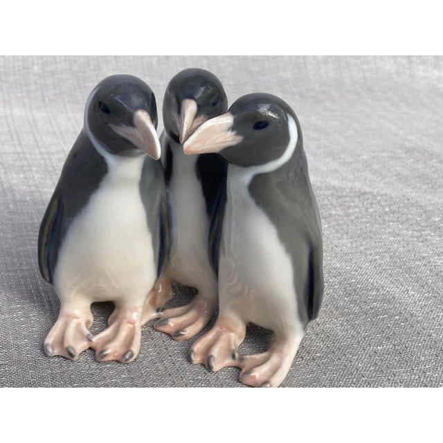 Figurative Vintage Royal Copenhagen Penguin Trio Porcelain Figurine For Sale - Image 3 of 12