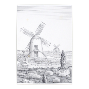 Lanzarote, Portugal - Hyper Realistic Windmill Illustration by M Mayer