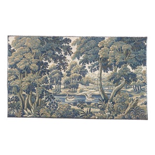 Mid-Century French Aubusson Jacquard Halluin Tapestry verdure Mallard, 1960s For Sale