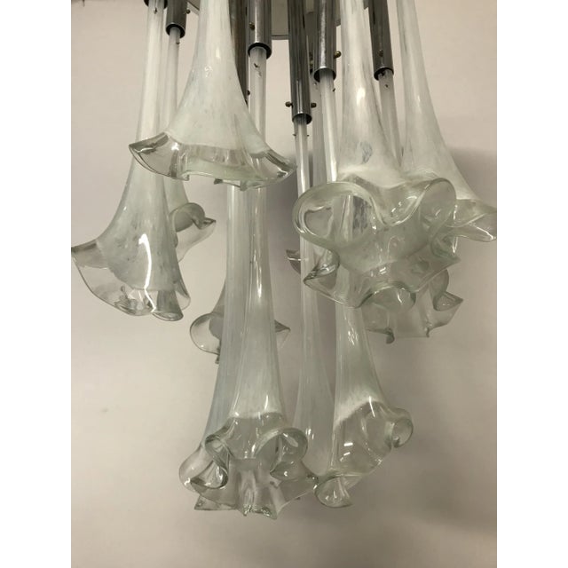 Silver Mid-Century Murano Flower Pendant For Sale - Image 8 of 11